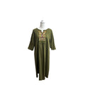 Casual Mexican floral embroidered dress – lightweight artisan dress with colorful flower embroidery