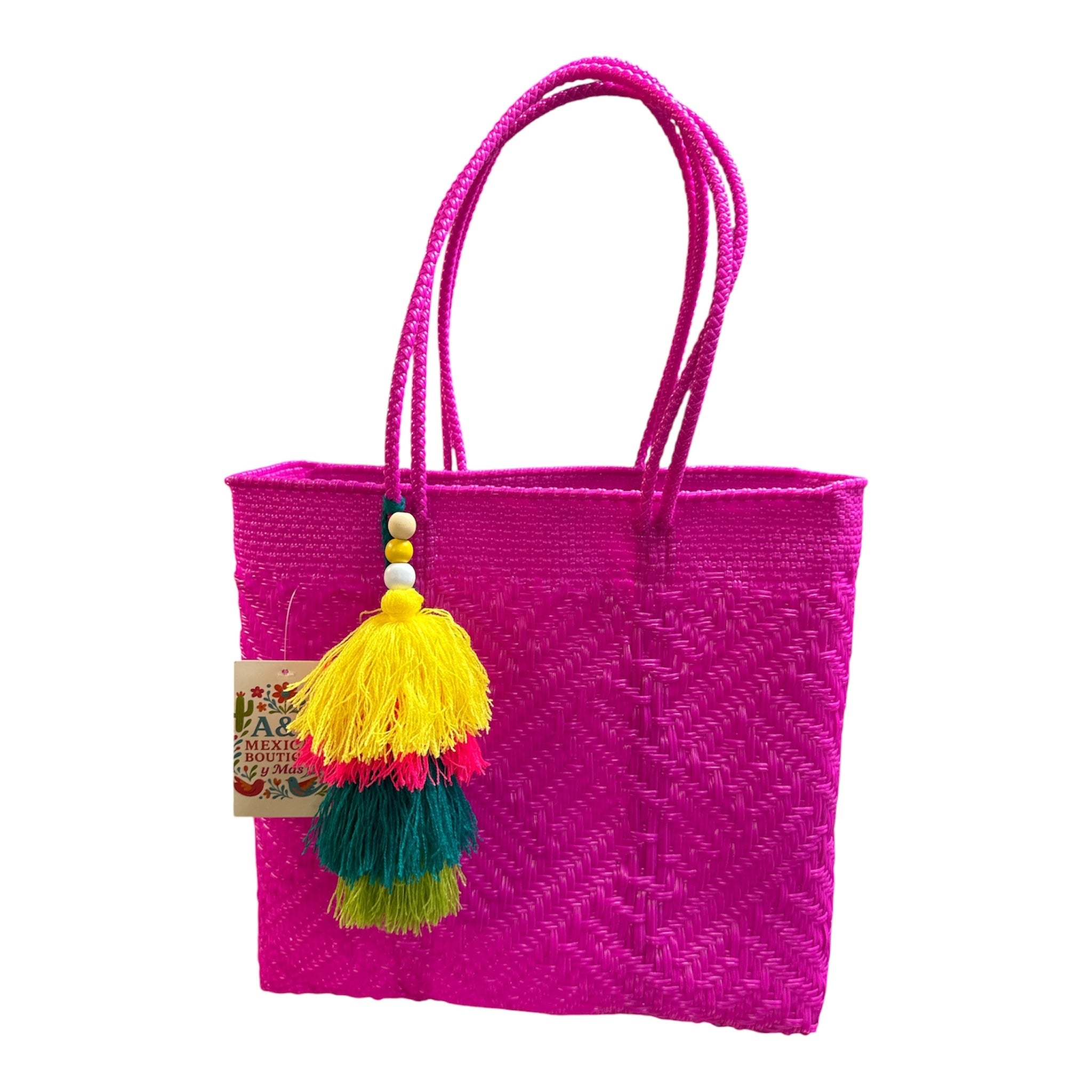 Mexican handwoven tote bag – colorful artisan woven bag in traditional pattern