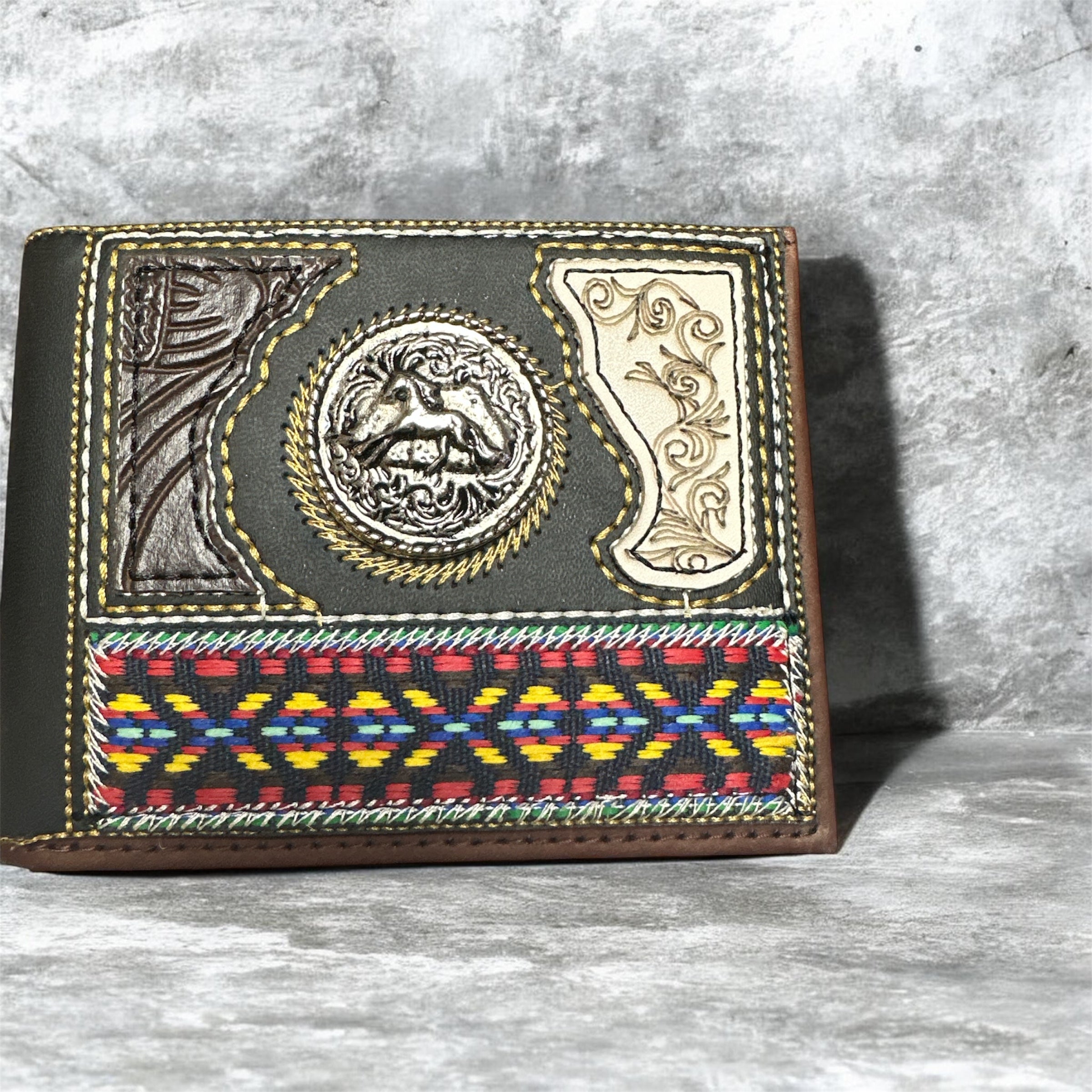 Cartera Artesanal Mexicana de Piel con Caballo / Mexican Leather Horse Wallet