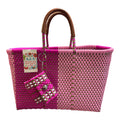 Handwoven Mexican market tote bag with mini coin purse – artisan woven set in coordinating colors