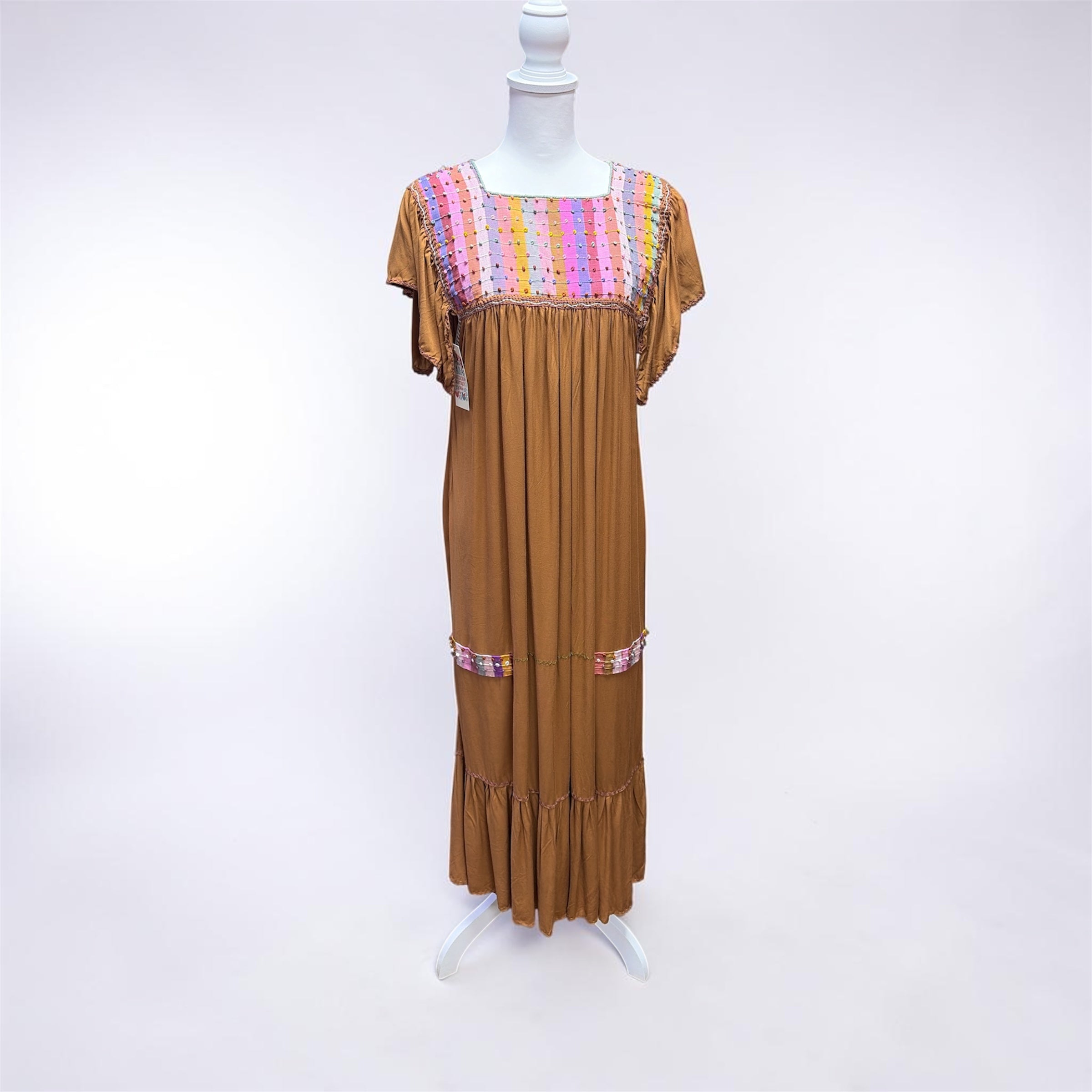 Vestido Artesanal Multicolor / Multicolor Embroidered Mexican Artisan Dress