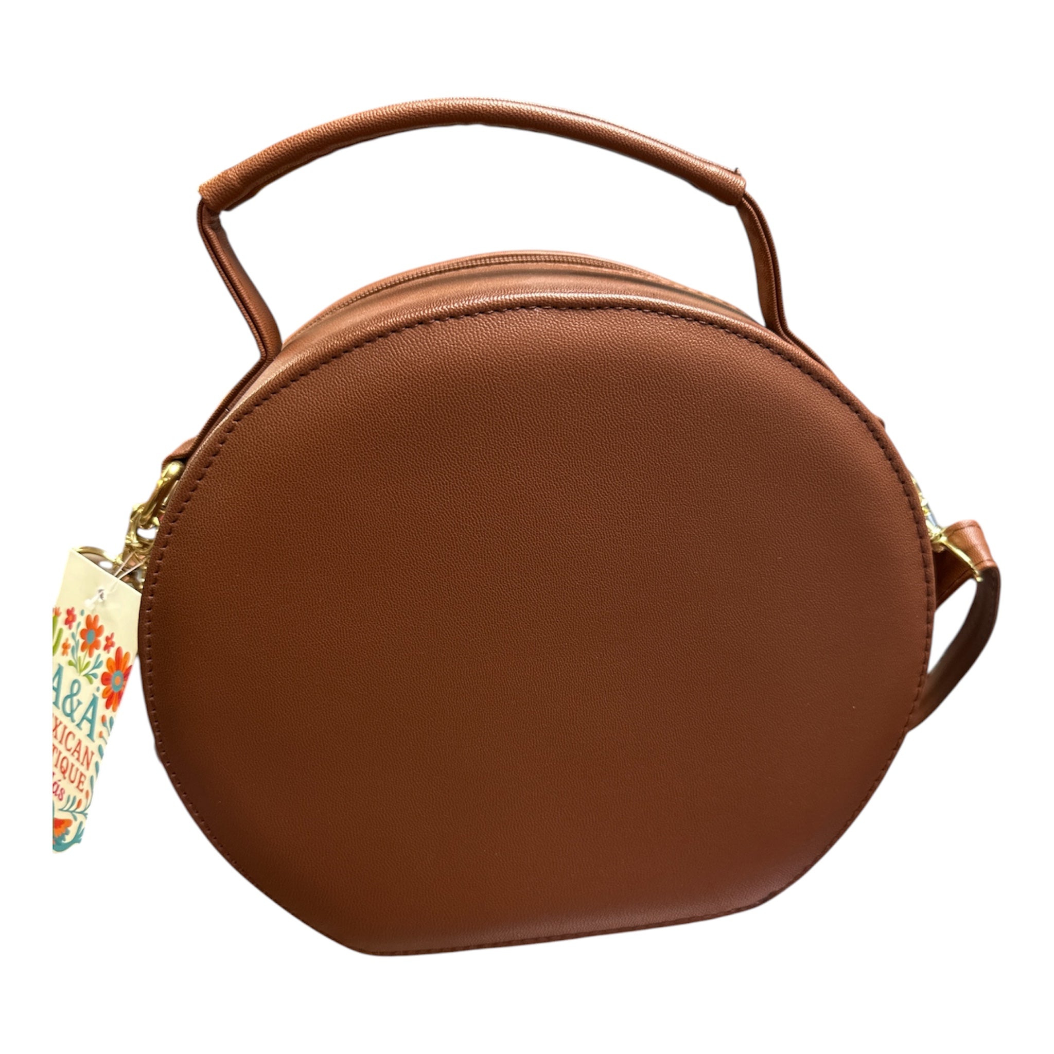 Bolsa 100%piel Redonda Bordada con Flores / leather Round Embroidered Floral Bag