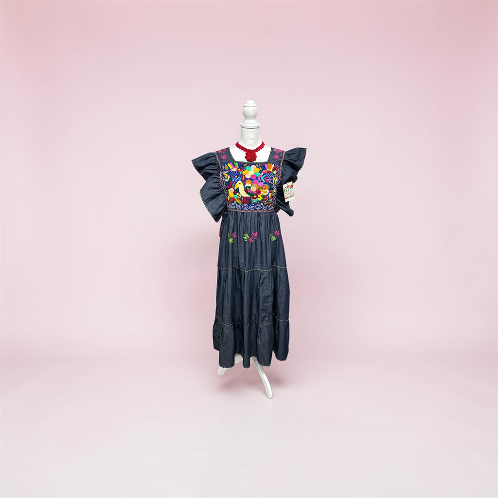 Vestido Mezclilla Bordado a Mano