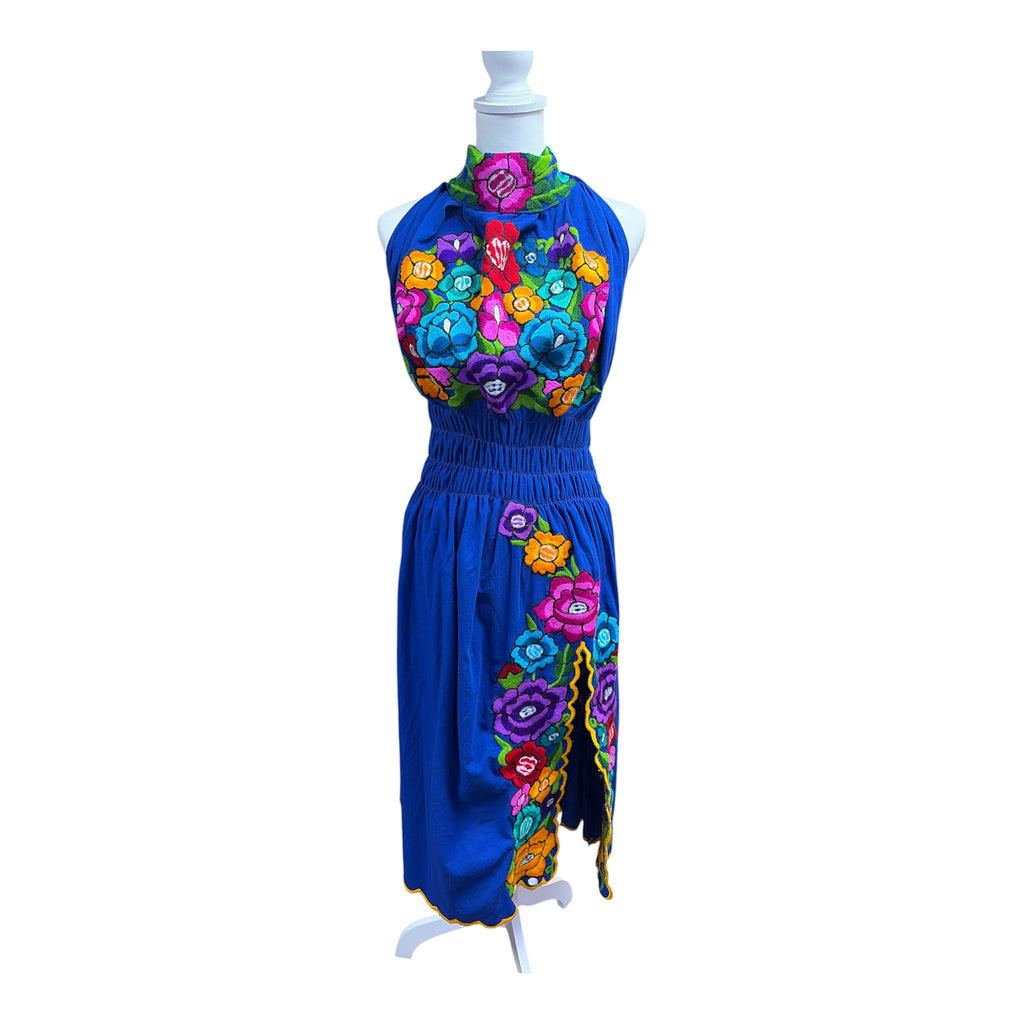 Vestido Manta de Cuello Alto / Mexican High-Neck Manta Slit Dress