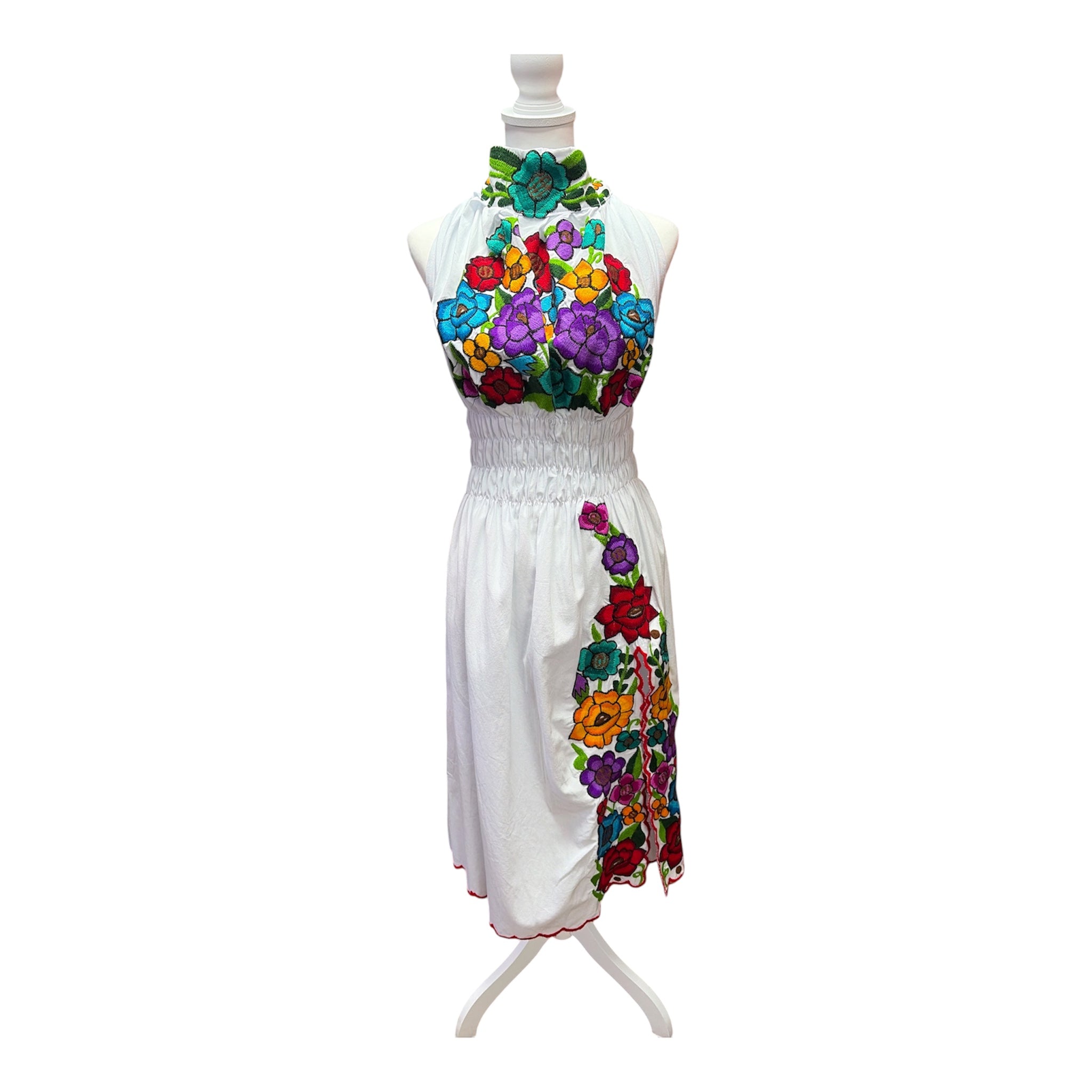 Vestido Manta de Cuello Alto / Mexican High-Neck Manta Slit Dress