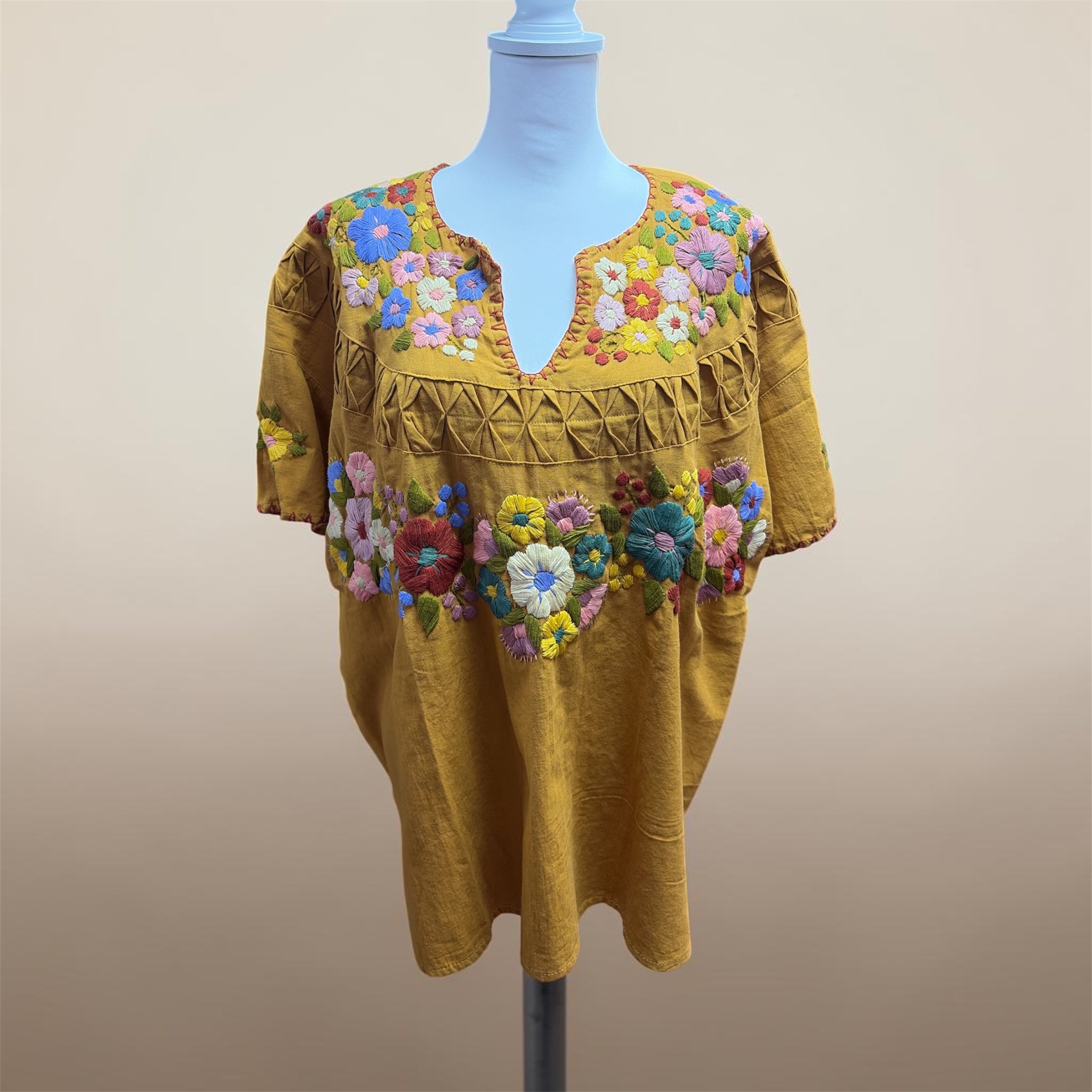 Blusa Doble Bordado / Mexican Double Embroidered Blouse