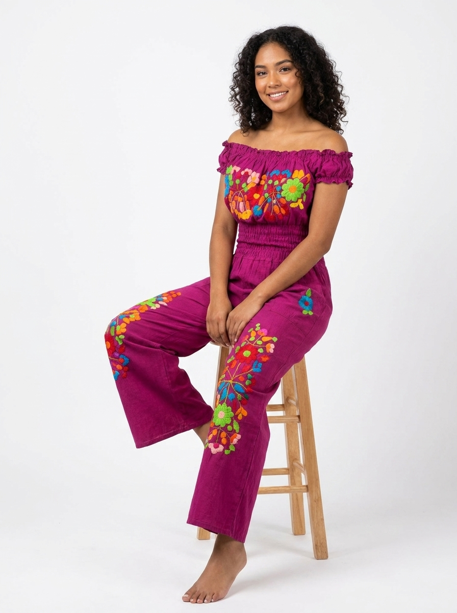 Overol Bordado de Algodón / Embroidered Cotton Overalls