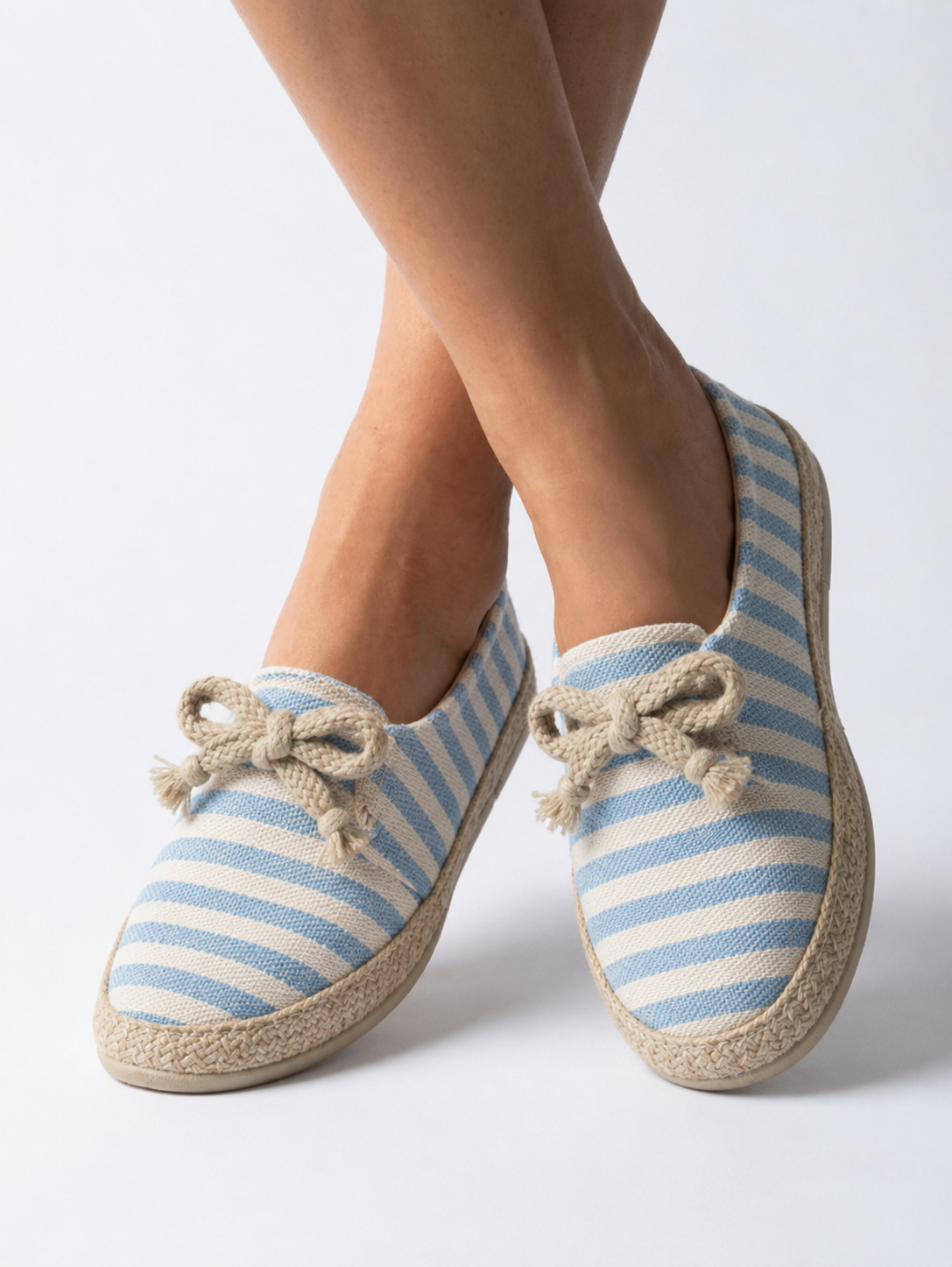 Alpargatas de Piso Azul Rayado / Blue Striped Flat Espadrilles