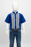 Guayabera Azul Rey con mezclilla