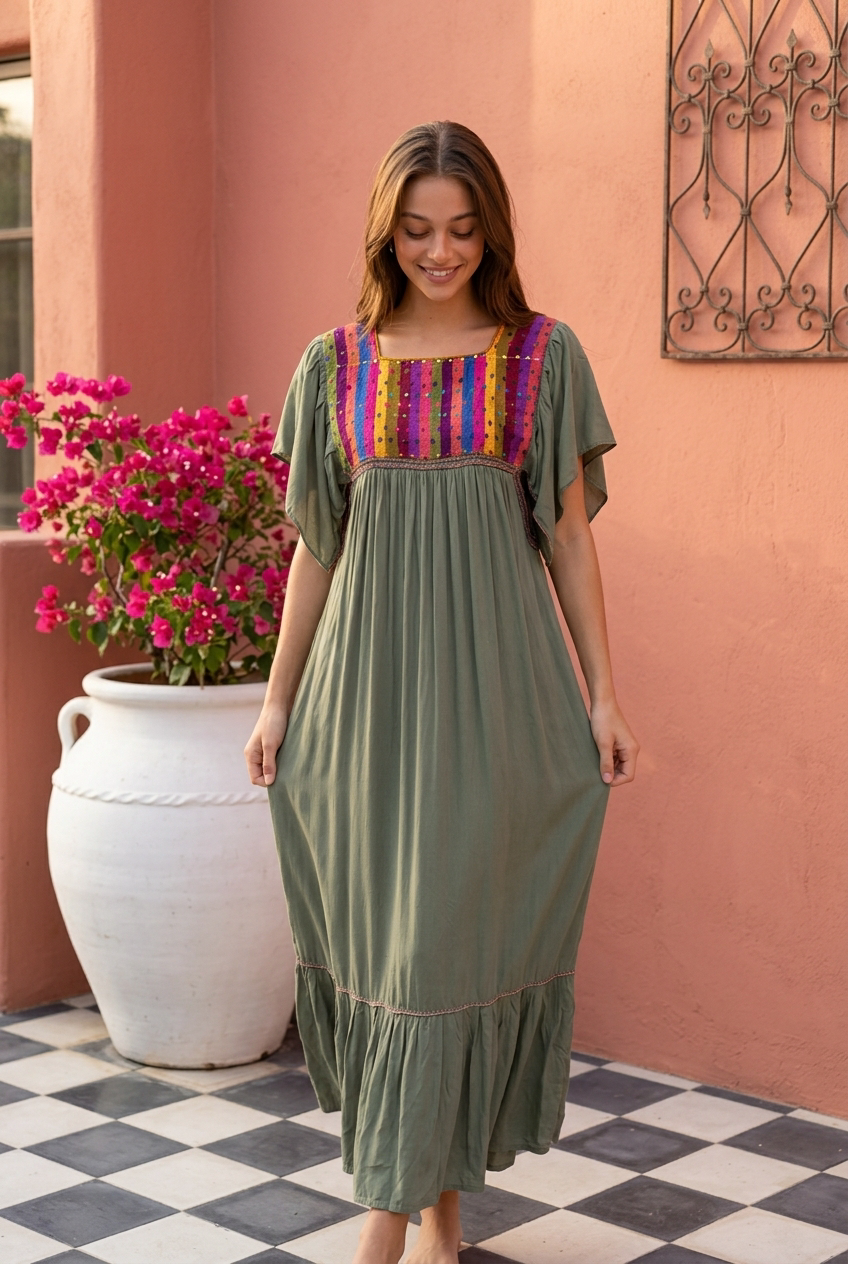 Vestido Artesanal Multicolor - A&A Mexican Boutique
