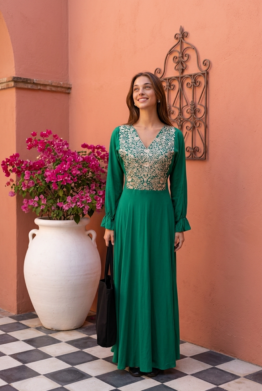 Vestido Elegante Pechera - A&A Mexican Boutique