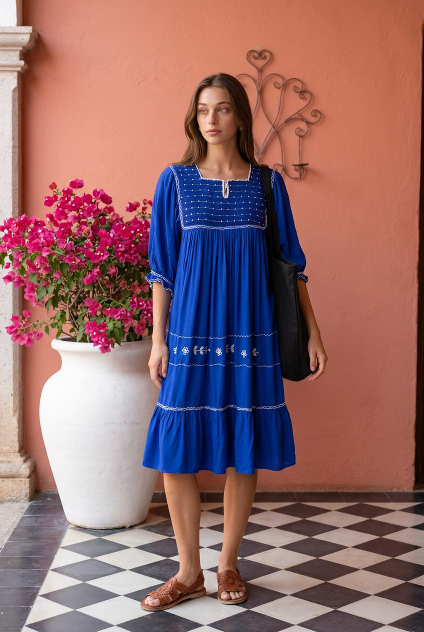 Vestido Artesanal Peasant - A&A Mexican Boutique