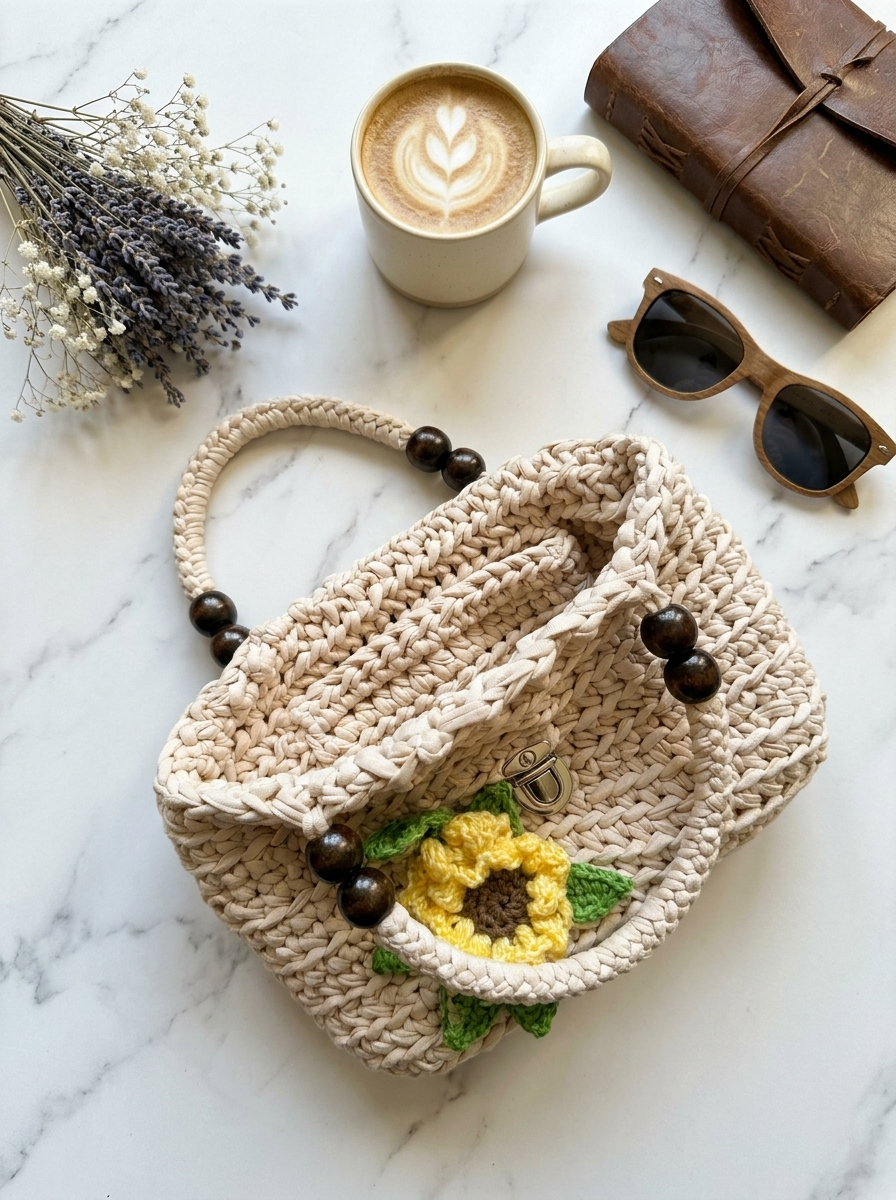 Bolsa Crochet Artesanal - AI lifestyle photo