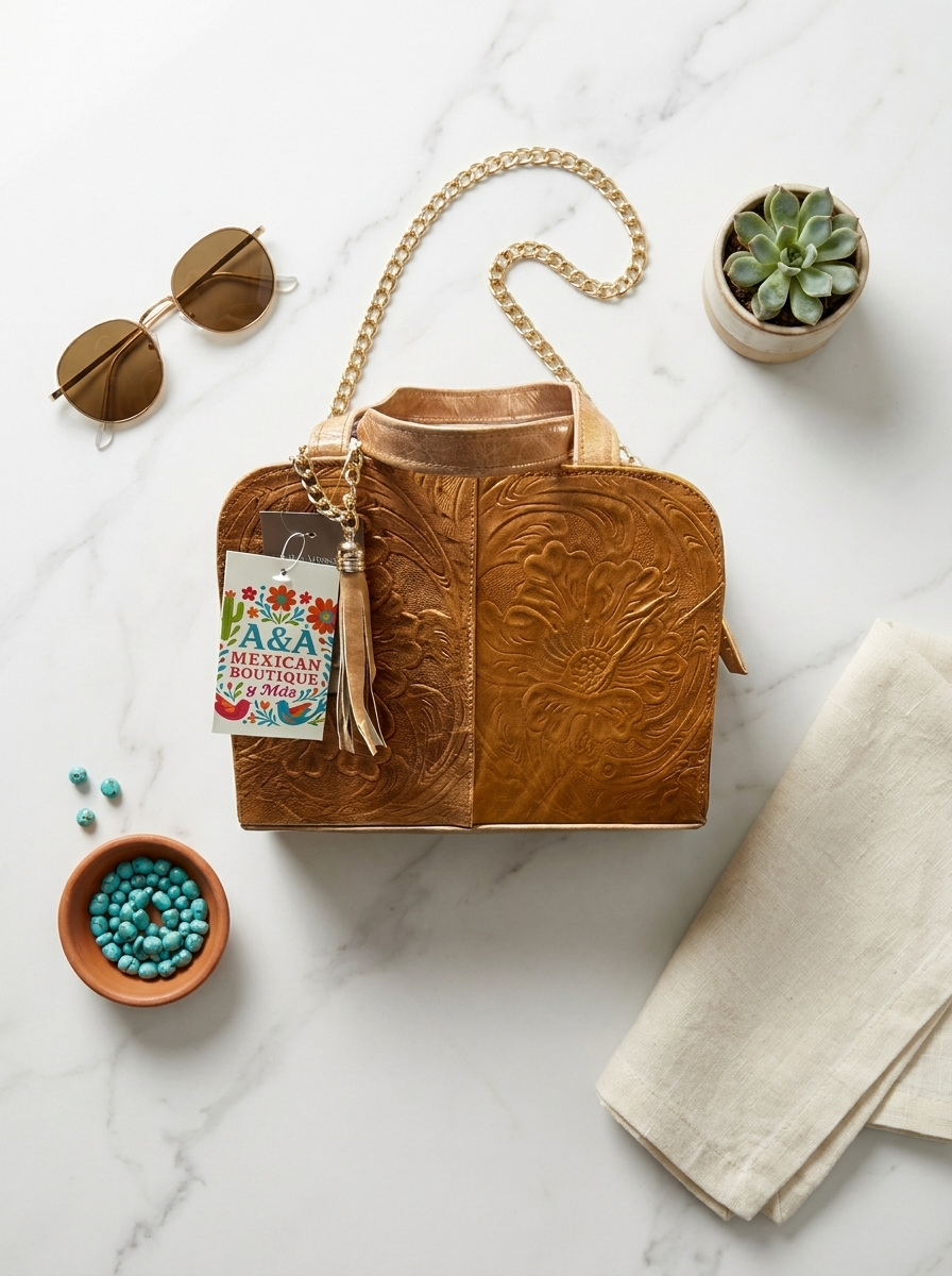 Bolsa Pequeña de Piel - AI lifestyle photo