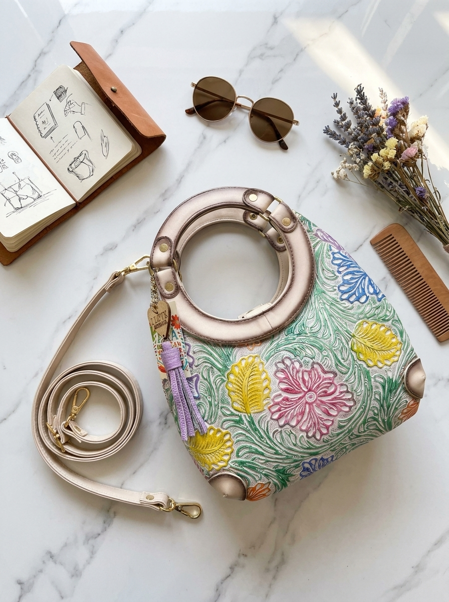Bolsa Artesanal de Piel Mediana - AI lifestyle photo