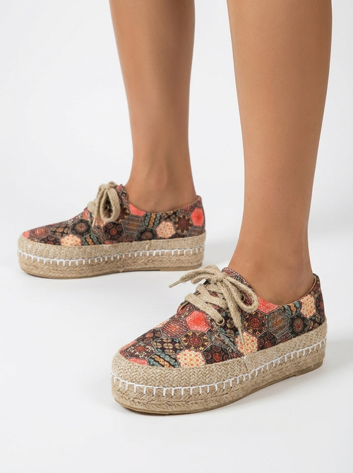 Graphic Rose High Espadrilles | A&A Mexican Boutique