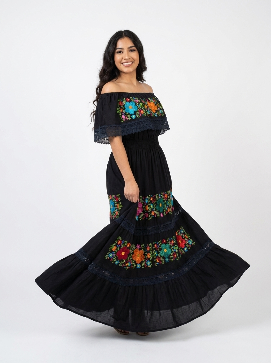 Mexican Long Peasant Dress | A&A Mexican Boutique