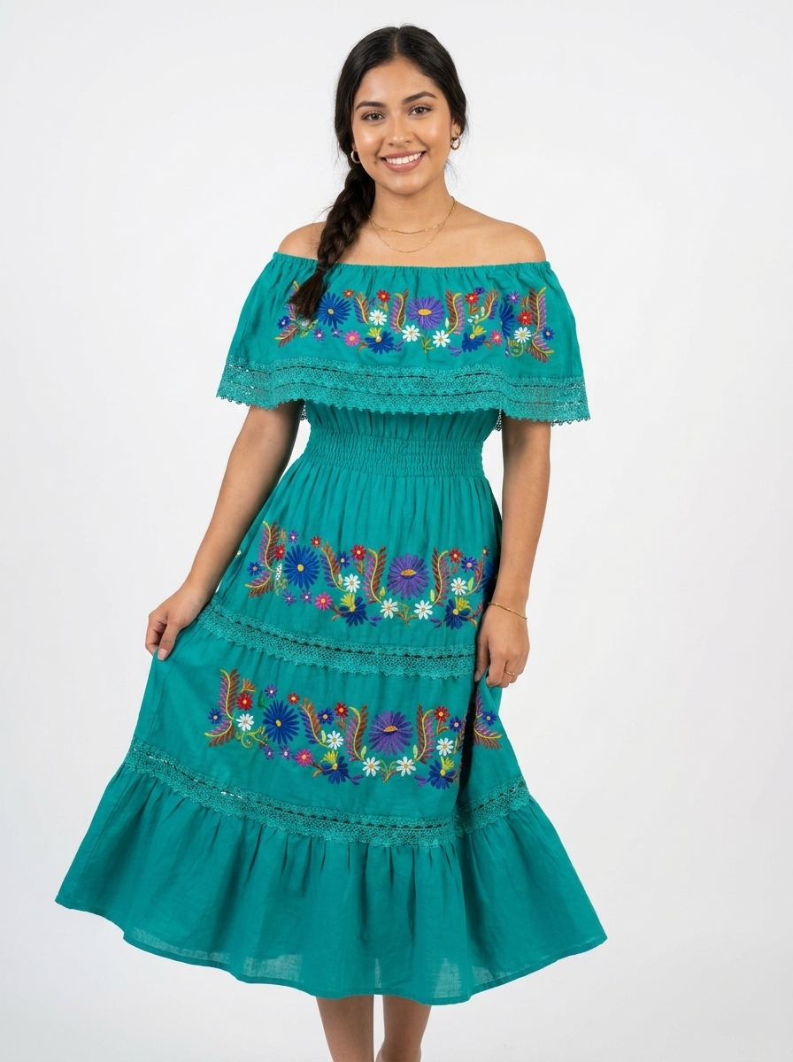 Mexican Embroidered Peasant Dress | A&A Mexican Boutique