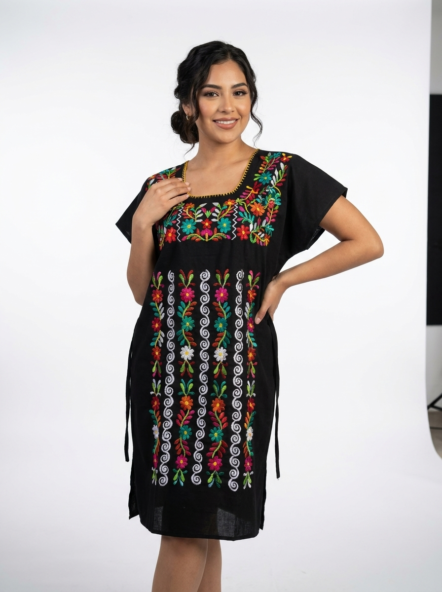Mexican Embroidered Manta Dress | A&A Mexican Boutique