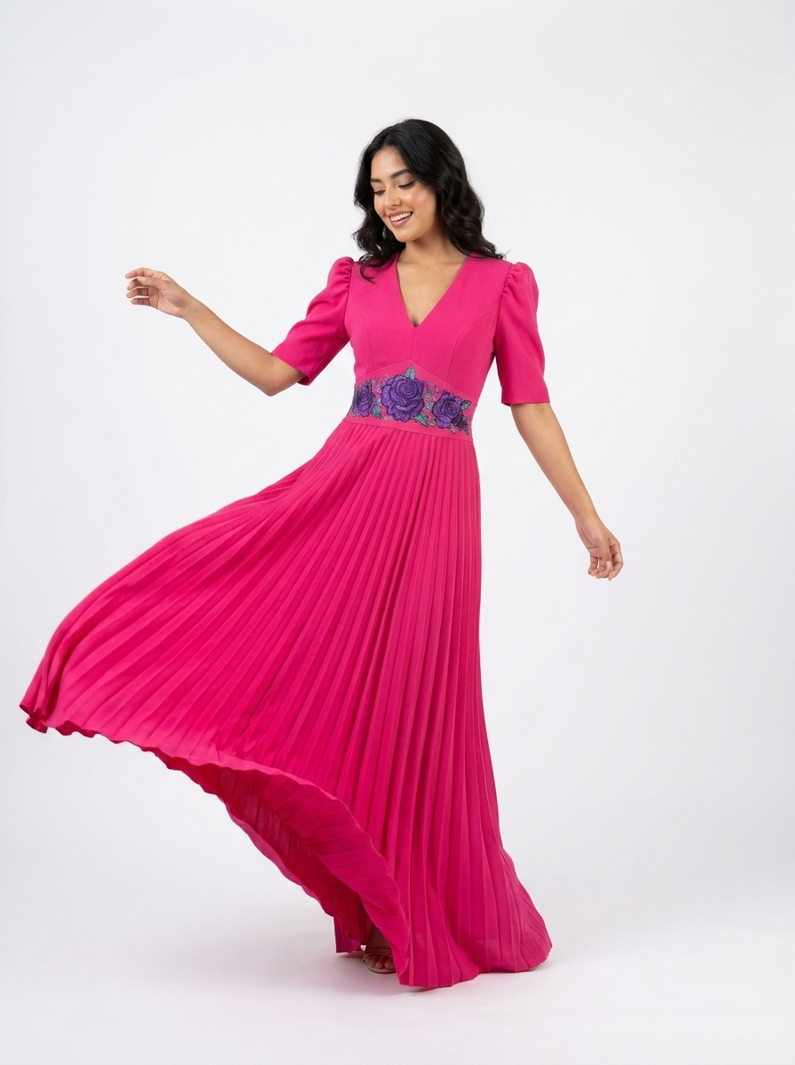 Mexican Pleated Evening Dress | A&A Mexican Boutique