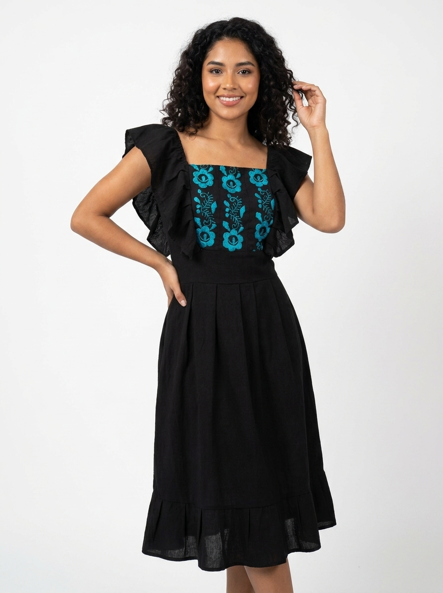 Mexican Ruffle Shoulder Dress | A&A Mexican Boutique