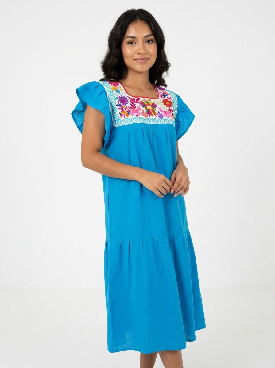 Mexican Tie-Back Manta Dress | A&A Mexican Boutique