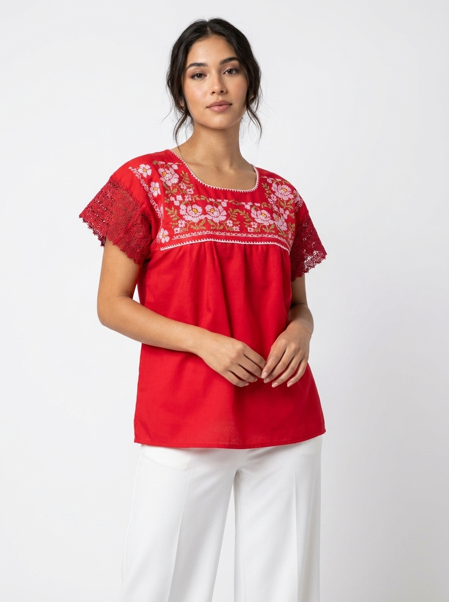Mexican Cross-Stitch Chanel Blouse | A&A Mexican Boutique