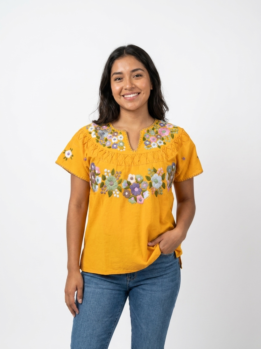 Mexican Double Embroidered Blouse | A&A Mexican Boutique