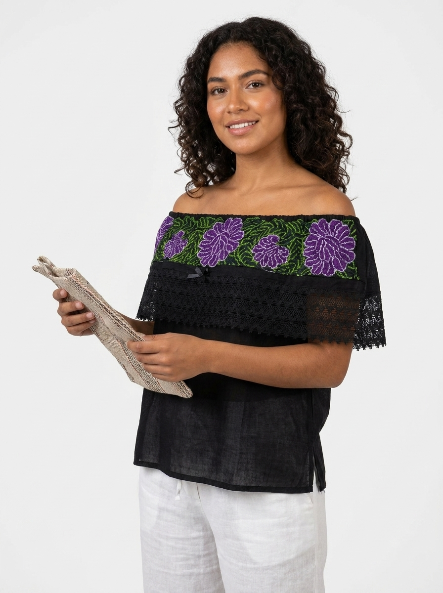 Mexican Cross-Stitch Peasant Blouse | A&A Mexican Boutique