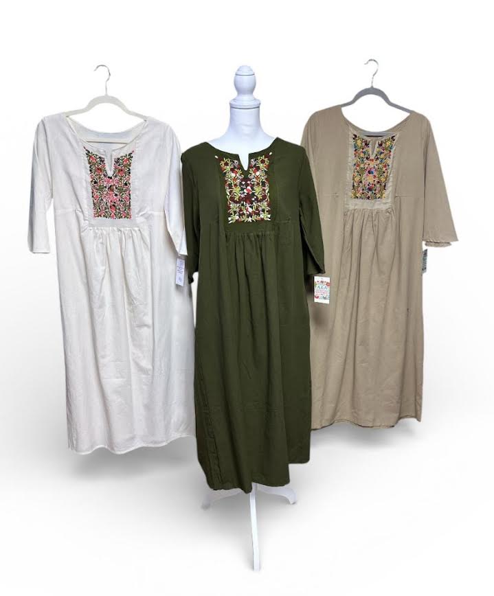 Vestido Casual con Bordado Floral