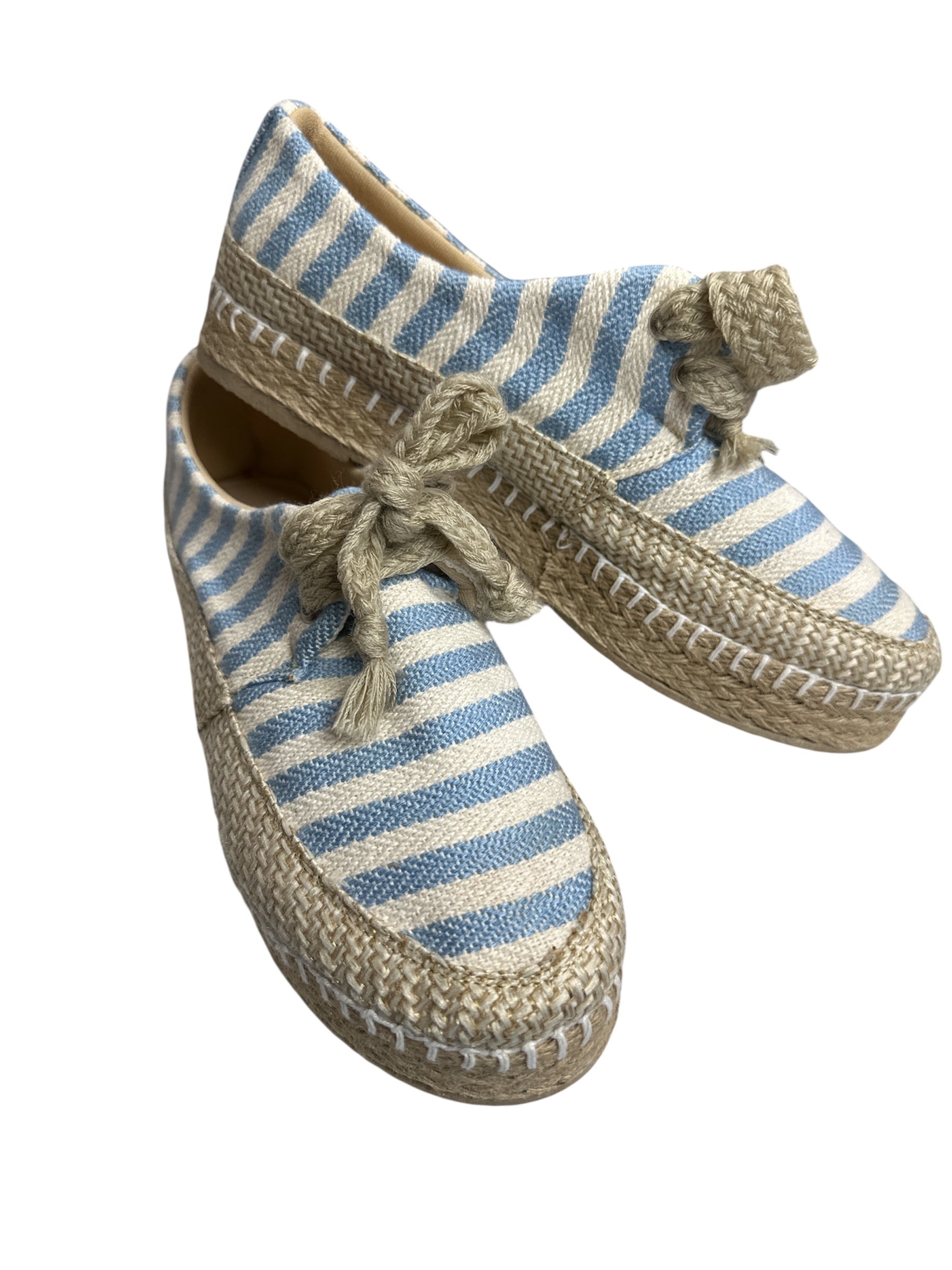 Alpargatas Altas Azul Rayado / Blue Striped High Espadrilles